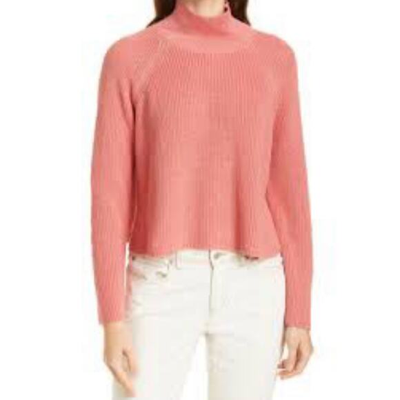 Eileen Fisher Raglan Sleeve Mock Neck Sweater in Pink - XL - Picture 1 of 5
